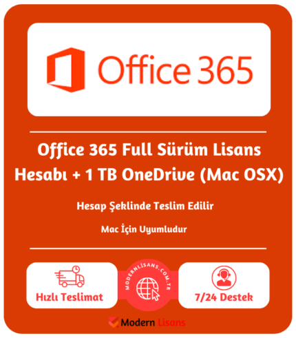 Office 365 Full Sürüm Lisans Hesabı + 1 TB OneDrive (Mac OSX)